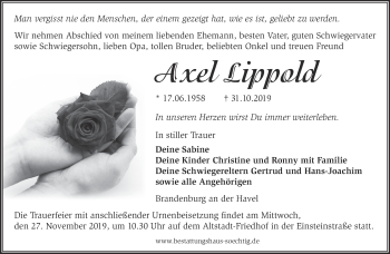 Traueranzeige von Axel Lippold von Märkische Oderzeitung