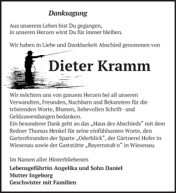 Traueranzeige von Dieter Kramm von Märkische Oderzeitung