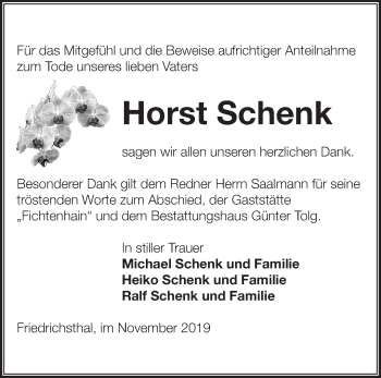 Traueranzeige von Horst Schenk von Märkische Oderzeitung