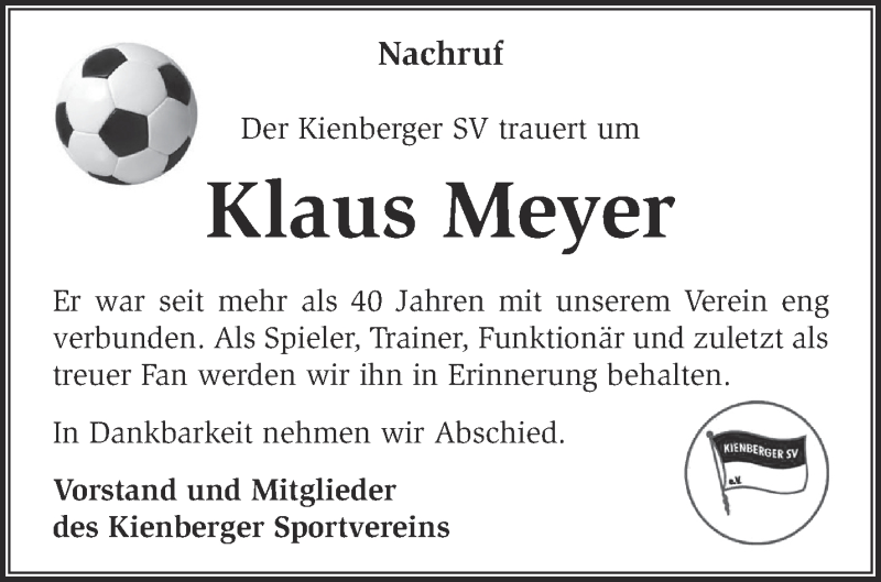 Traueranzeigen Von Klaus Meyer | Märkische Onlinezeitung Trauerportal