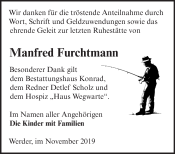 Traueranzeige von Manfred Furchtmann von Märkische Oderzeitung