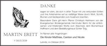 Traueranzeige von Martin Erret von Märkische Oderzeitung