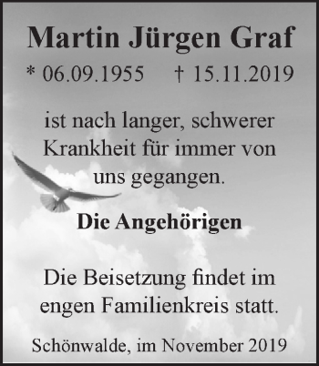 Traueranzeige von Martin Jürgen Graf von Märkische Oderzeitung