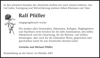 Traueranzeige von Ralf Pfüller von Märkische Oderzeitung