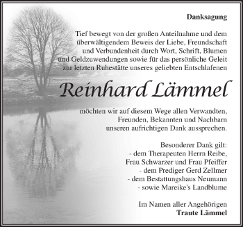 Traueranzeige von Reinhard Lämmel von Märkische Oderzeitung