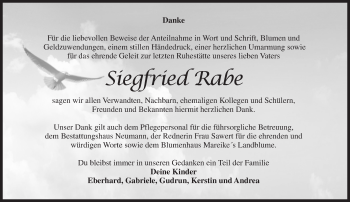 Traueranzeige von Siegfried Rabe von Märkische Oderzeitung