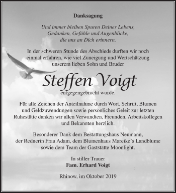 Traueranzeige von Steffen Voigt von Märkische Oderzeitung