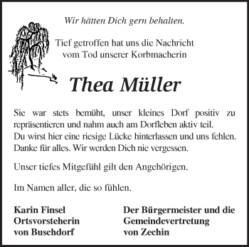 Traueranzeige von Thea Müller von Märkische Oderzeitung