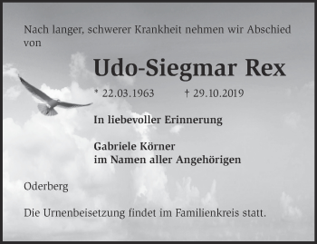 Traueranzeige von Udo-Siegmar Rex von Märkische Oderzeitung