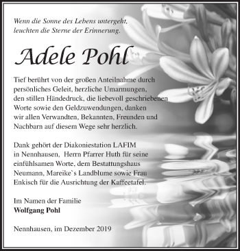 Traueranzeige von Adele Pohl von Märkische Oderzeitung