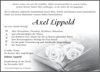 Traueranzeige von Axel Lippold von Märkische Oderzeitung