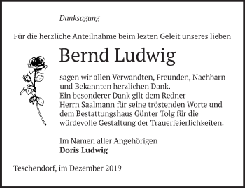 Traueranzeige von Bernd Ludwig von Märkische Oderzeitung