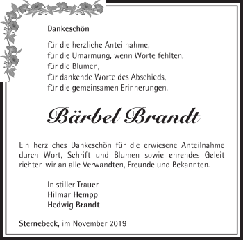 Traueranzeige von Bärbel Brandt von Märkische Oderzeitung