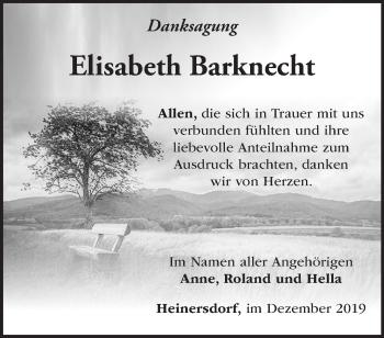 Traueranzeige von Elisabeth Barknecht von Märkische Oderzeitung