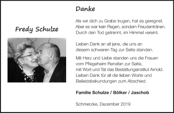 Traueranzeige von Fredy Schulze von Märkische Oderzeitung