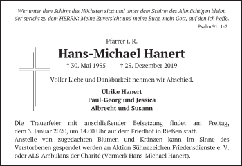 Traueranzeige von Hans-Michael Hanert von Märkische Oderzeitung