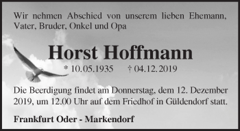 Traueranzeige von Horst Hoffmann von Märkische Oderzeitung