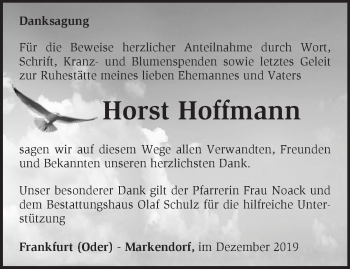 Traueranzeige von Horst Hoffmann von Märkische Oderzeitung