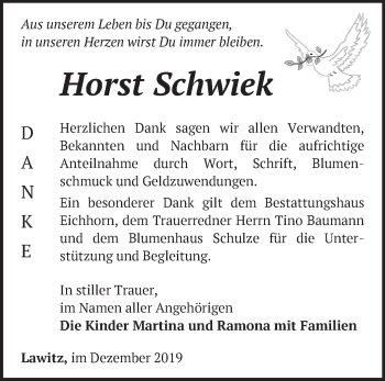 Traueranzeige von Horst Schwiek von Märkische Oderzeitung