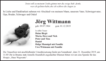 Traueranzeige von Jörg Wittmann von Märkische Oderzeitung