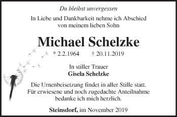 Traueranzeige von Michael Schelzke von Märkische Oderzeitung