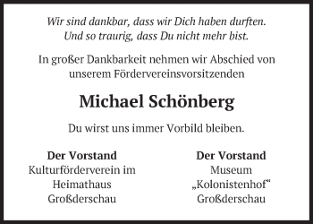 Traueranzeige von Michael Schönberg von Märkische Oderzeitung