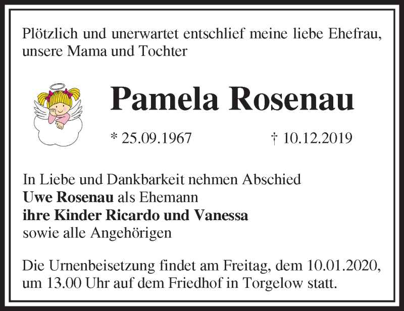  Traueranzeige für Pamela Rosenau vom 18.12.2019 aus Märkische Oderzeitung