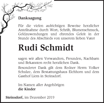 Traueranzeige von Rudi Schmidt von Märkische Oderzeitung