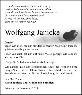 Traueranzeige von Wolfgang Janicke von Märkische Oderzeitung