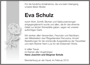 Traueranzeige von Eva Schulz von Märkische Oderzeitung