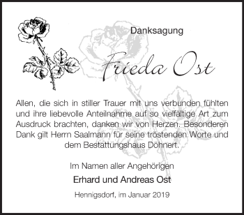 Traueranzeige von Frieda Ost von Märkische Oderzeitung