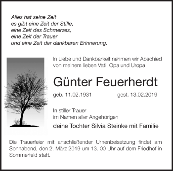 Traueranzeige von Günter Feuerherdt von Märkische Oderzeitung