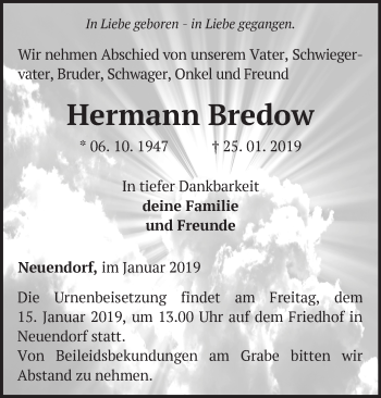 Traueranzeige von Hermann Bredow von Märkische Oderzeitung