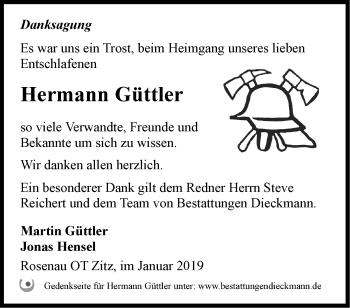 Traueranzeige von Hermann Güttler von Märkische Oderzeitung