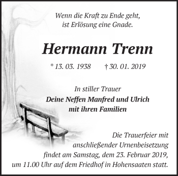 Traueranzeige von Hermann Trenn von Märkische Oderzeitung