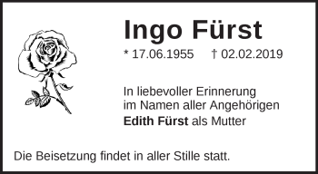 Traueranzeige von Ingo Fürst von Märkische Oderzeitung