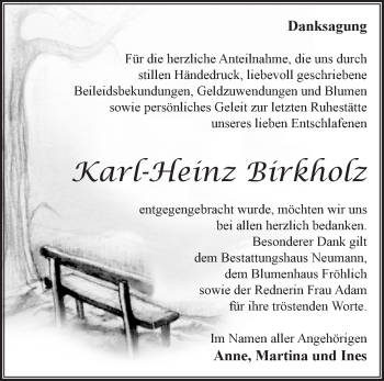 Traueranzeige von Karl-Heinz Birkholz von Märkische Oderzeitung