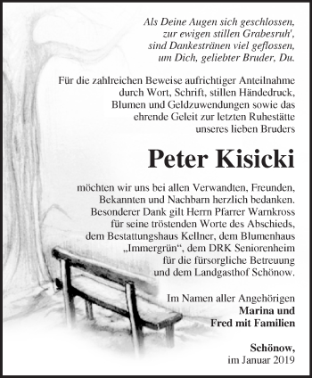 Traueranzeige von Peter Kisicki von Märkische Oderzeitung