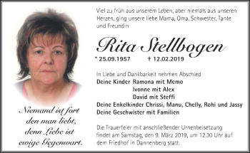 Traueranzeige von Rita Stellbogen von Märkische Oderzeitung