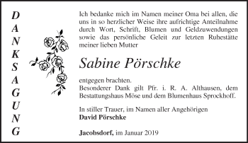 Traueranzeige von Sabine Pörschke von Märkische Oderzeitung