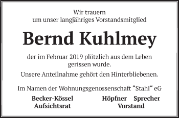 Traueranzeige von Bernd Kuhlmey von Märkische Oderzeitung