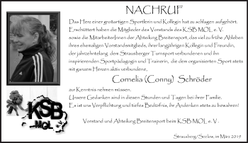Traueranzeige von Cornelia  Schröder von Märkische Oderzeitung
