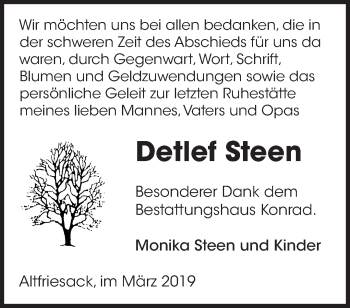 Traueranzeige von Detlef Steen von Märkische Oderzeitung