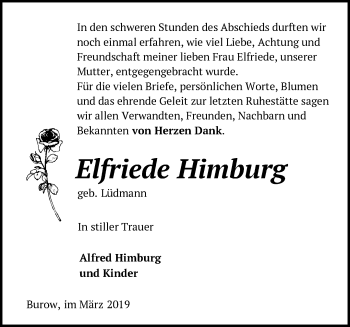 Traueranzeige von Elfriede Himburg von Märkische Oderzeitung