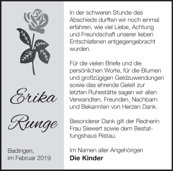 Traueranzeige von Erika Runge von Märkische Oderzeitung