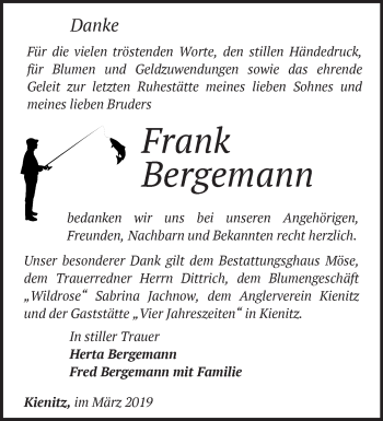 Traueranzeige von Frank Bergemann von Märkische Oderzeitung