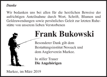 Traueranzeige von Frank Bukowski von Märkische Oderzeitung