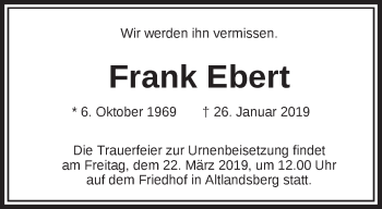 Traueranzeige von Frank Ebert von Märkische Oderzeitung