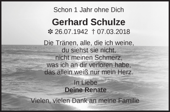 Traueranzeige von Gerhard Schulze von Märkische Oderzeitung