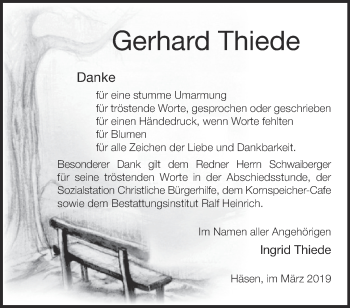 Traueranzeige von Gerhard Thiede von Märkische Oderzeitung